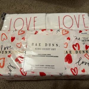 Rae Dunn Love King Sheet Set - White and Red Hearts